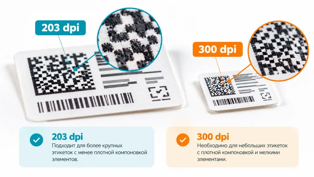 Сравнение требований к печати Data Matrix на крупных и компактных этикетках