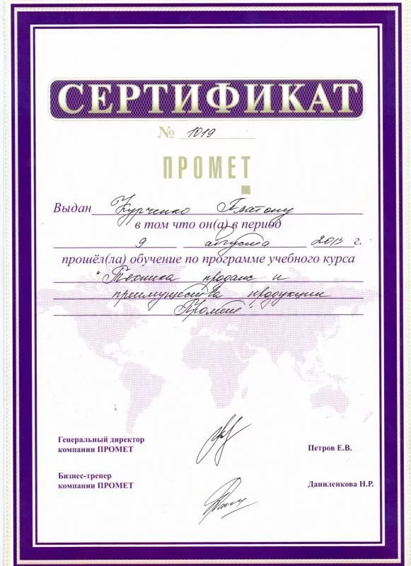 Сертификат компании ПРОМЕТ лицензия фото